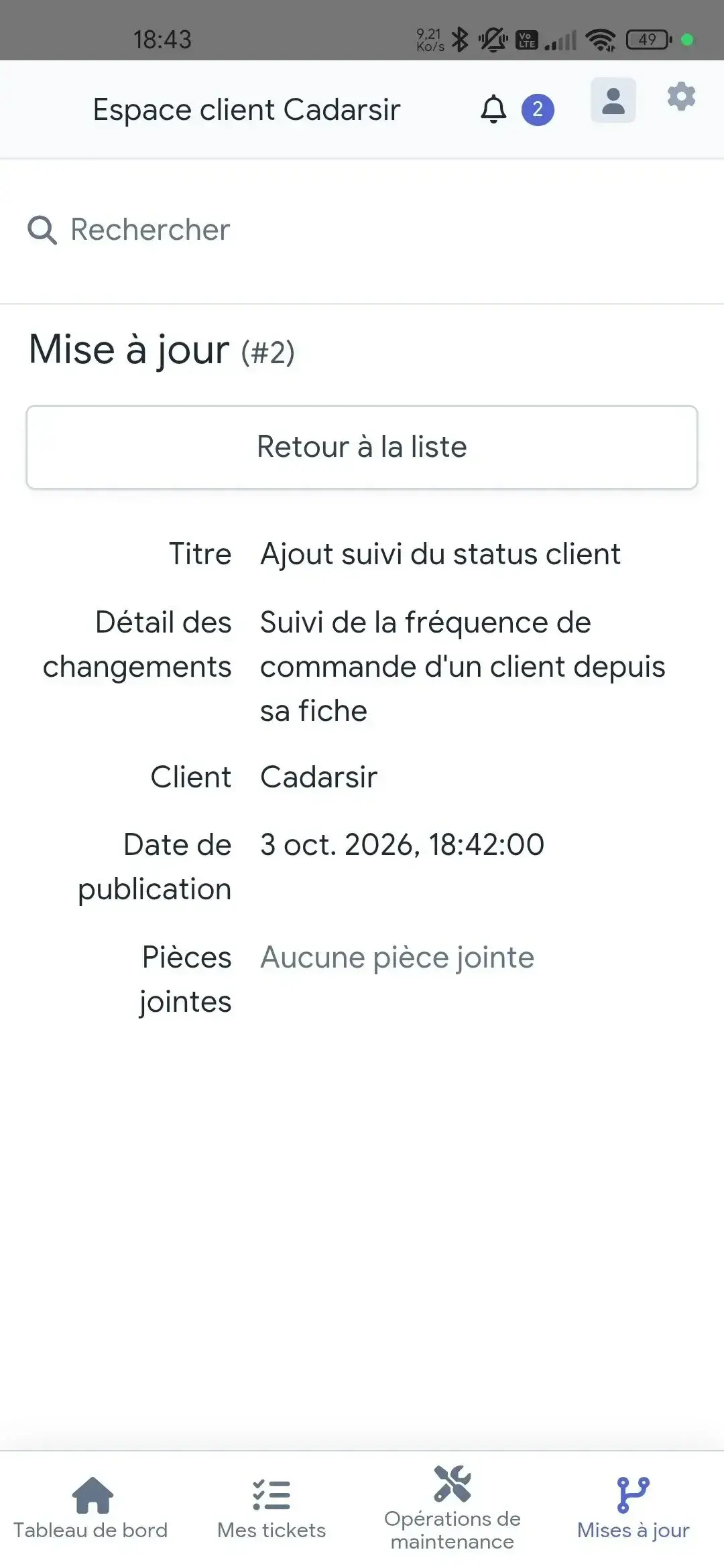 Espace client Cadarsir sur mobile
